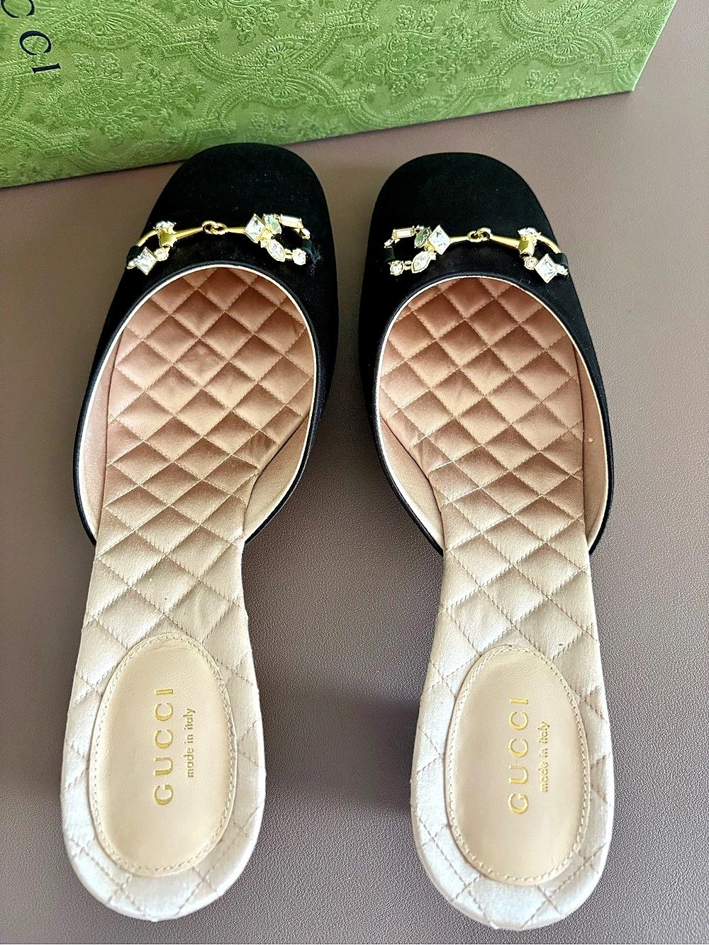 GUCCI Crystal Horsebit Mules Black Satin US 10 - Picture 4 of 7